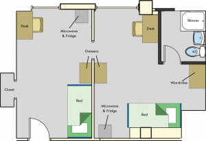 Semi-Private Room | Historic Oroville Inn | Off Campus Housing | NLC Housing